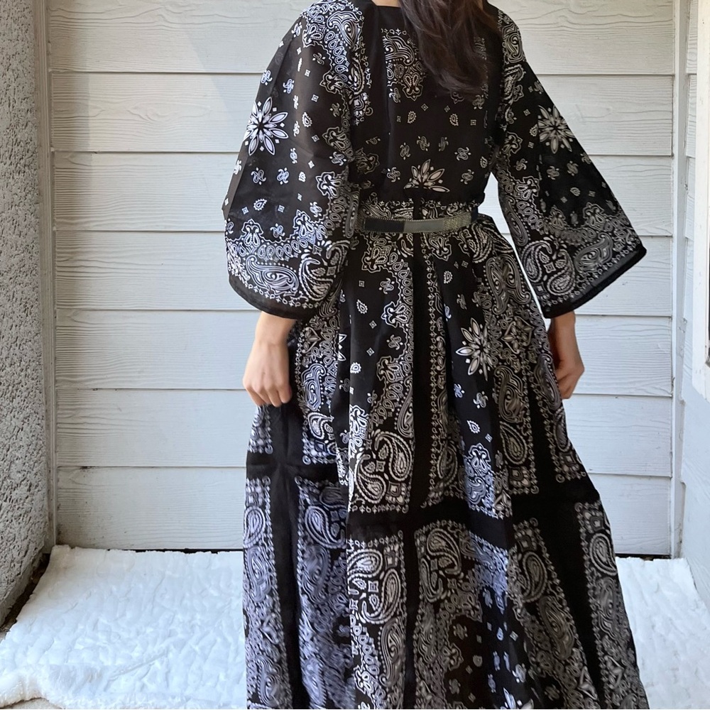 Handmade Bandana Maxi Dress in Black - Picture 11 of 11